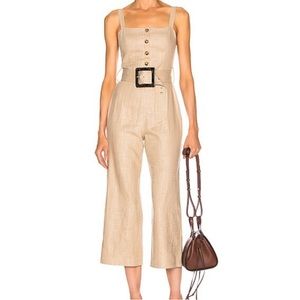 Staud square neck linen jumpsuit